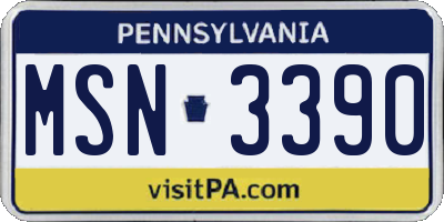 PA license plate MSN3390