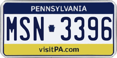 PA license plate MSN3396