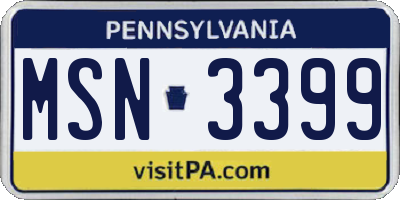 PA license plate MSN3399