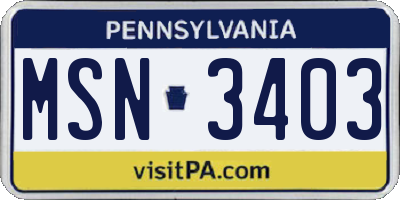 PA license plate MSN3403