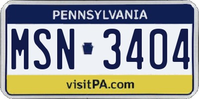 PA license plate MSN3404