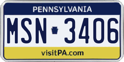 PA license plate MSN3406