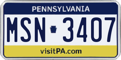 PA license plate MSN3407