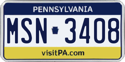 PA license plate MSN3408