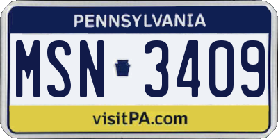 PA license plate MSN3409