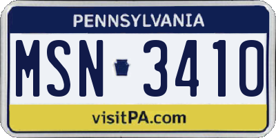 PA license plate MSN3410