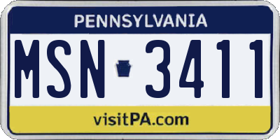 PA license plate MSN3411
