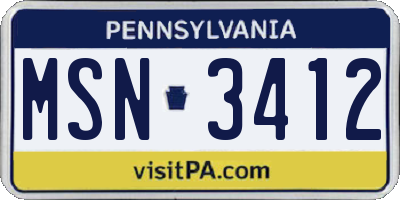 PA license plate MSN3412