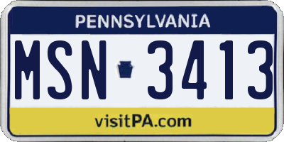 PA license plate MSN3413