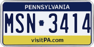 PA license plate MSN3414