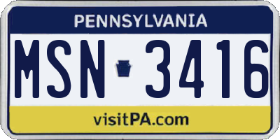 PA license plate MSN3416