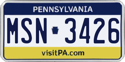 PA license plate MSN3426
