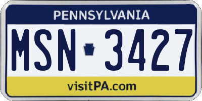 PA license plate MSN3427