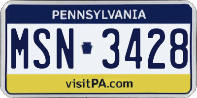 PA license plate MSN3428