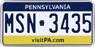 PA license plate MSN3435