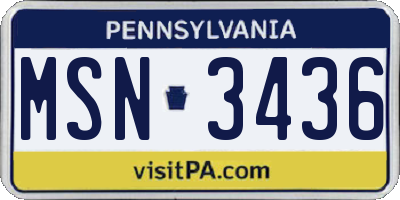 PA license plate MSN3436