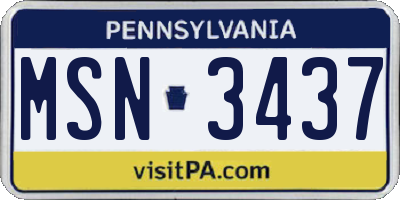 PA license plate MSN3437