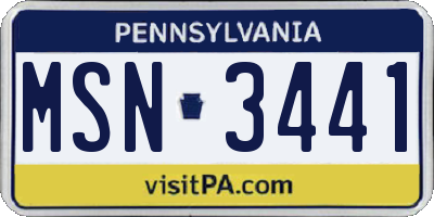 PA license plate MSN3441