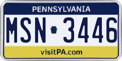 PA license plate MSN3446