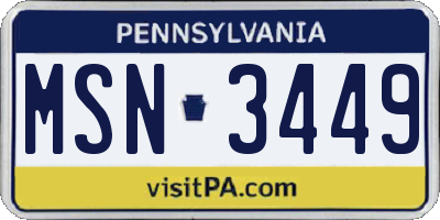 PA license plate MSN3449