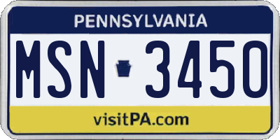 PA license plate MSN3450