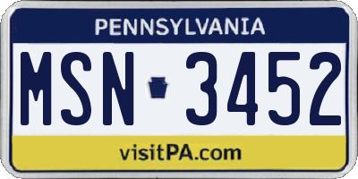 PA license plate MSN3452