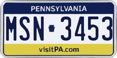 PA license plate MSN3453