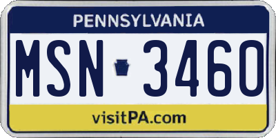 PA license plate MSN3460