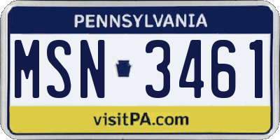 PA license plate MSN3461
