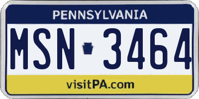 PA license plate MSN3464