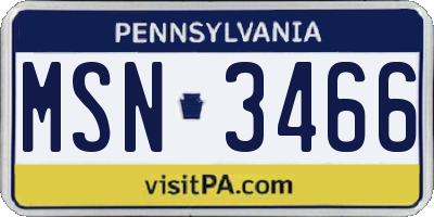 PA license plate MSN3466