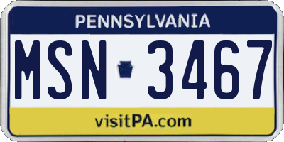 PA license plate MSN3467