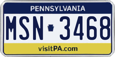 PA license plate MSN3468