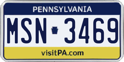 PA license plate MSN3469