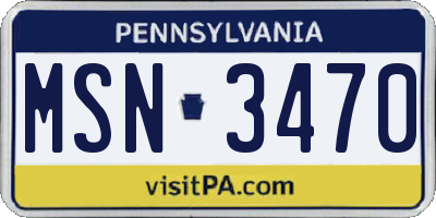 PA license plate MSN3470