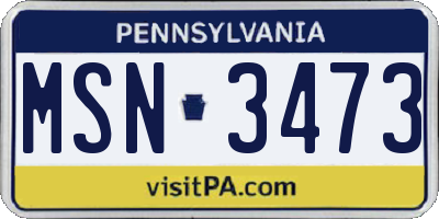 PA license plate MSN3473