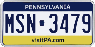 PA license plate MSN3479