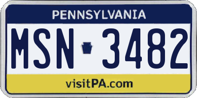 PA license plate MSN3482