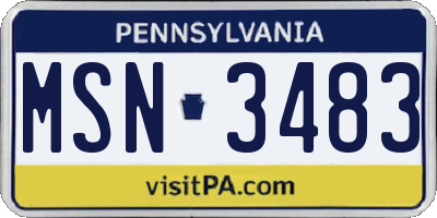 PA license plate MSN3483