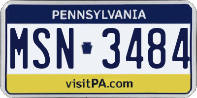 PA license plate MSN3484