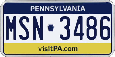PA license plate MSN3486