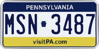PA license plate MSN3487