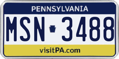 PA license plate MSN3488