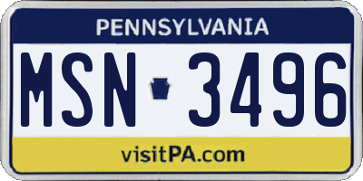 PA license plate MSN3496