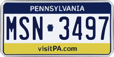 PA license plate MSN3497