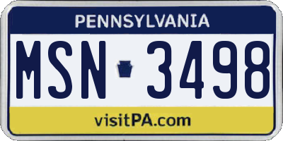 PA license plate MSN3498