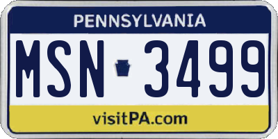 PA license plate MSN3499