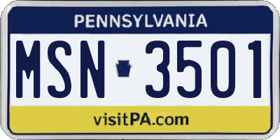 PA license plate MSN3501