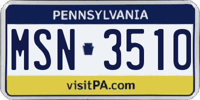 PA license plate MSN3510