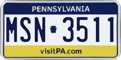PA license plate MSN3511